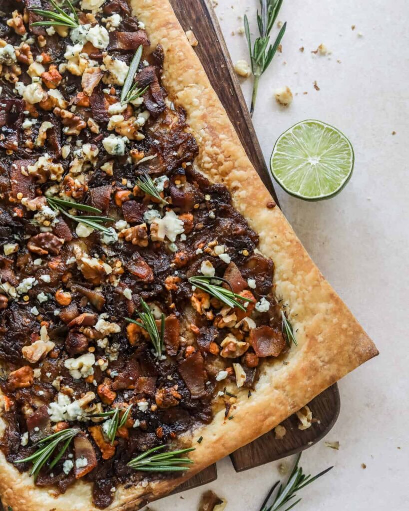 Caramelized Onion Puff Pastry with Bacon and Gorgonzola